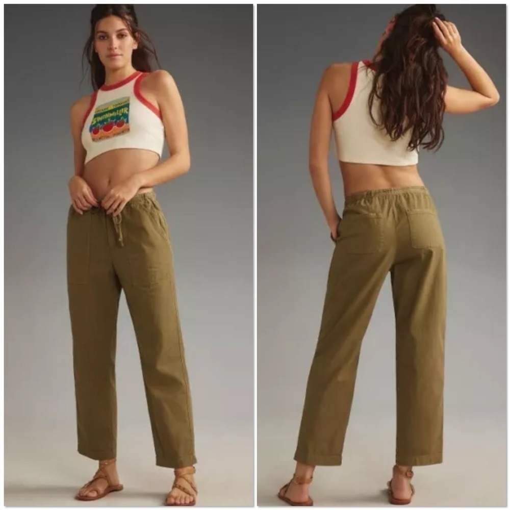 Anthropologie x Velvet Misty Holly green pull-on drawstring lightweight pants
